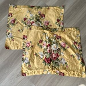 RALPH LAUREN KATHLEEN YELLOW CABBAGE ROSES 2 Standard Shams